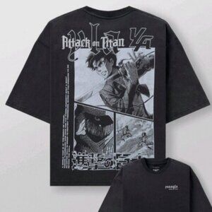 YOUNGLA x Attack On Titan First Battle #4186 Men's Cropped T Size L Black